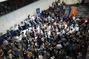 Crowded lobby building