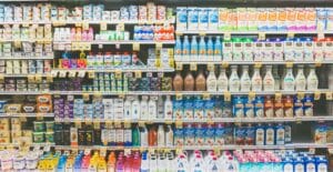 Dairy aisle with plastic