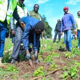 Hillary Kibiwott planting trees in Kenya