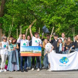 Volunteers in Vienna pose at cleanup