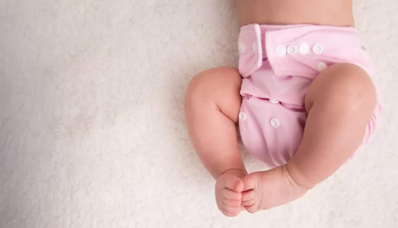 Image of baby in a cloth diaper