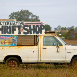 Truck with thriftshop sign