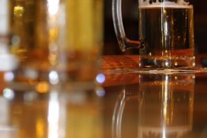 beer bottle and glass mug