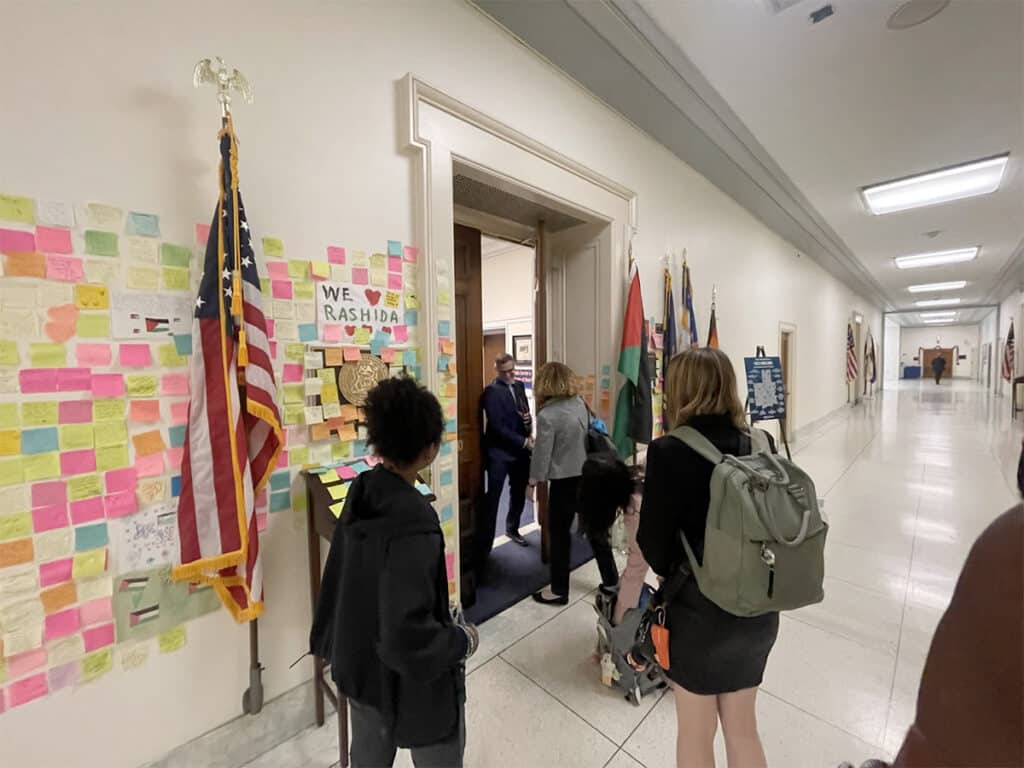 People entering the office of Rp Tlaib