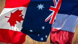 Canada, Australia, France flags