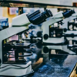 Row of microscopes