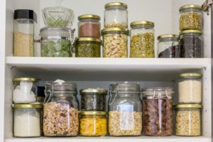 Dry foods packed in glass jars