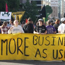 protesters in street