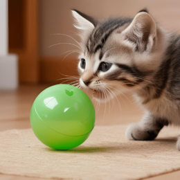 Kitten playing with plastic ball