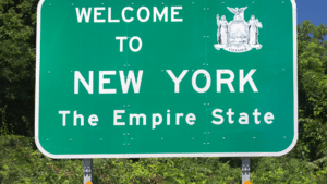 Welcome to New York sign.