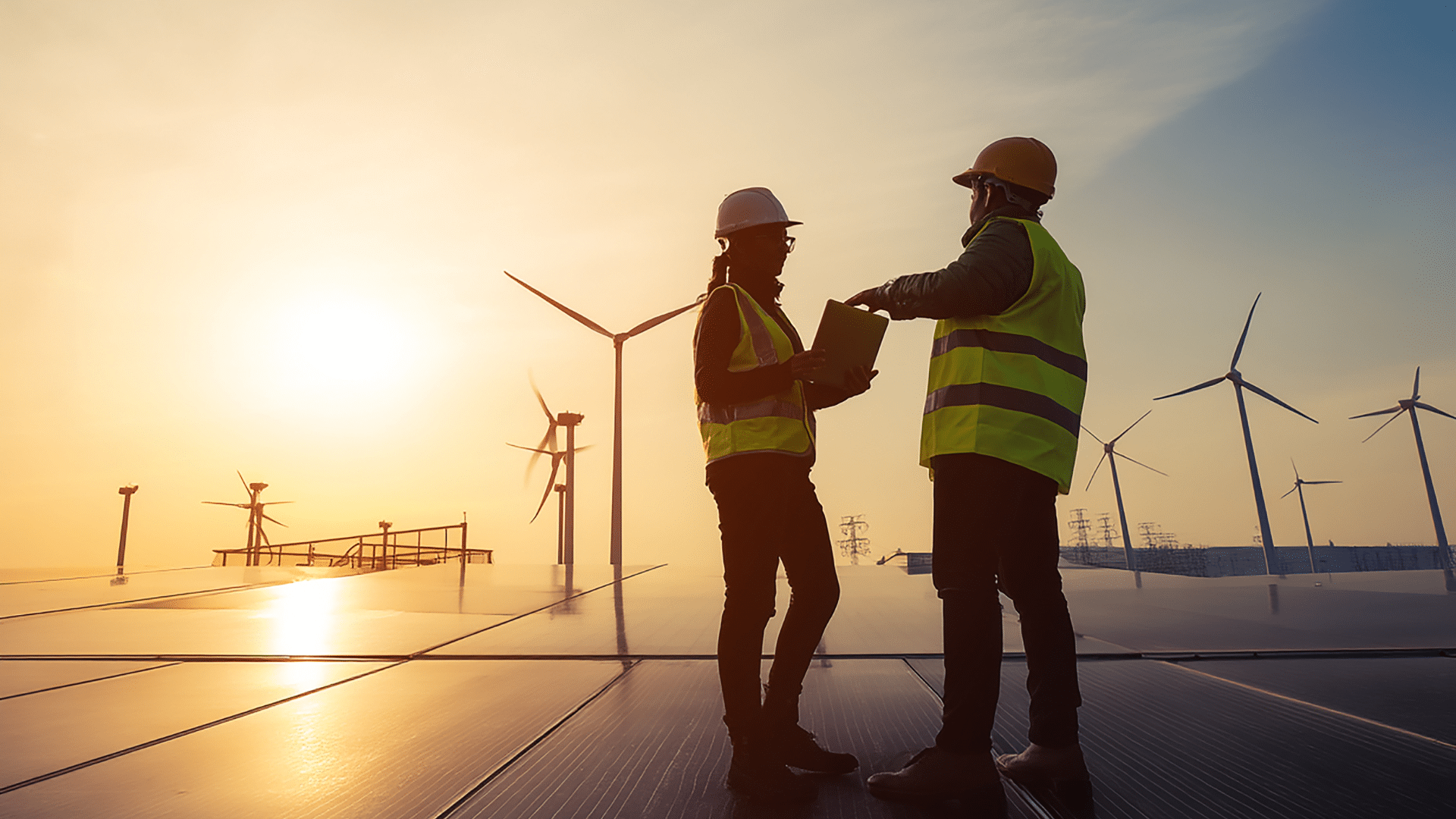 Solar panel workers