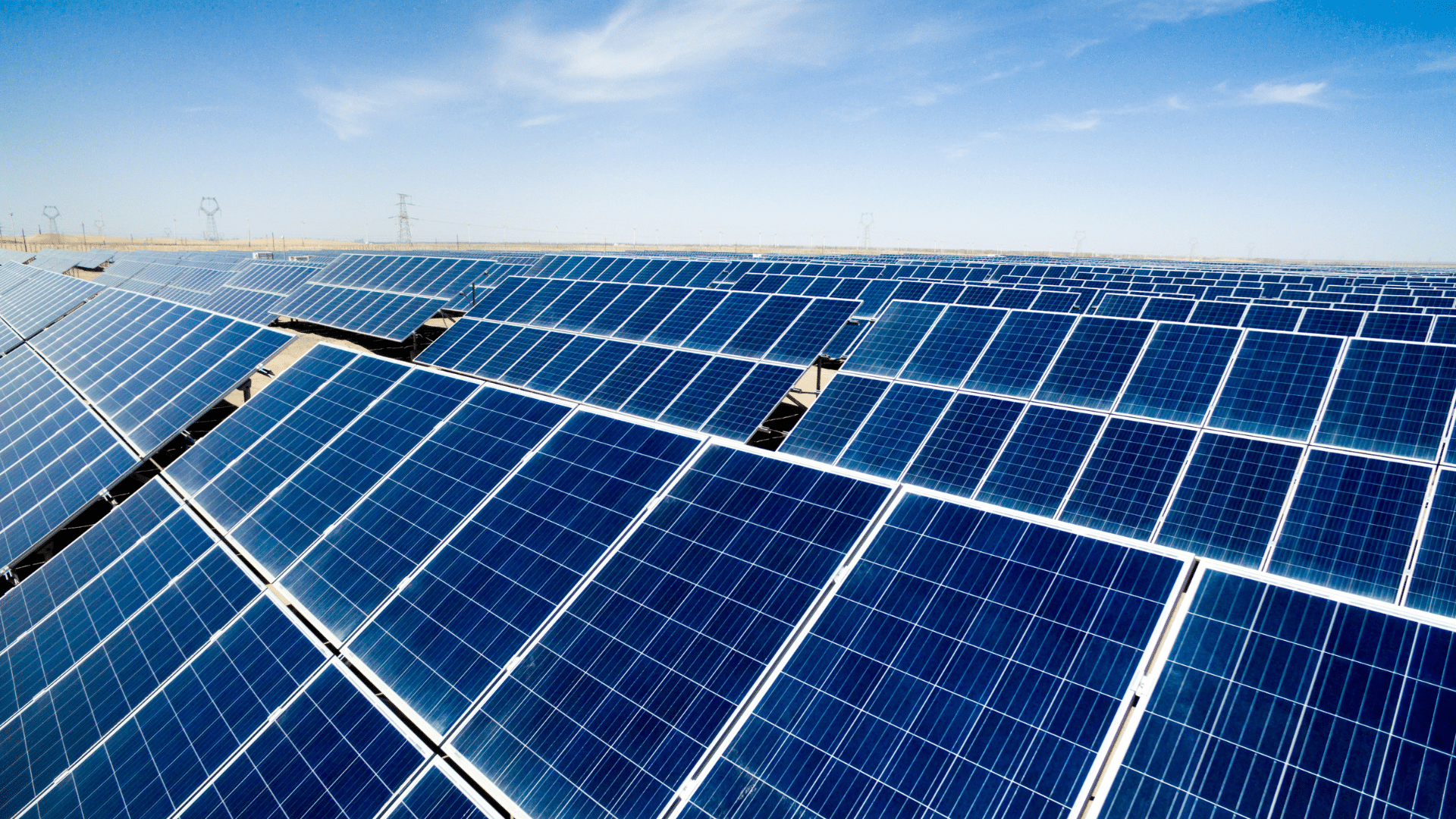 Solar panels under a blue sky