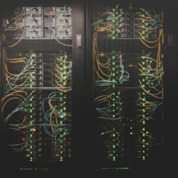 Servers in cases with wires