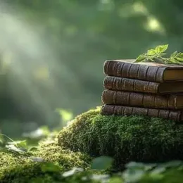 Books in a forest