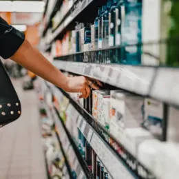 photo of shopper in the beauty/hygeine product part of a store